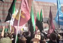Русские националисты на митинге против повышения пенсионного возраста